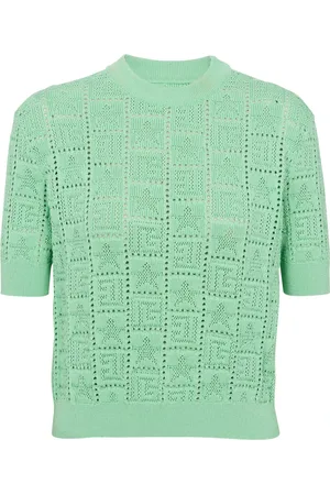 Balmain Top, Dame, Grøn, 2XS, Uld, Monogram striktrøje