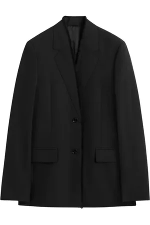 Totême Jakke, Dame, Sort, M, Uld, Rå Revers Blazer med Ufærdige Kanter