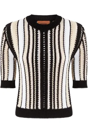 Missoni Strik, Dame, Sort, XS, Bomuld, Stribet Bomuld Jersey T-shirt