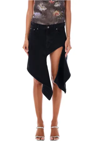 Y / PROJECT Nederdel, Dame, Sort, M, Denim, Sort Denim Cut Out Mini Nederdel