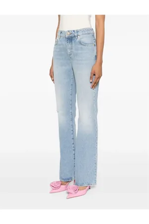 Balmain Jeans, Dame, Blå, L, Denim, Lys Blå Denim Flare Jeans