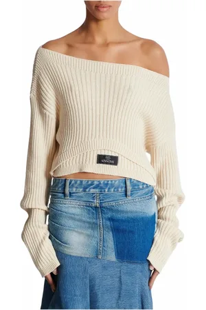 Balmain Strik, Dame, , XS, Bomuld, Bådhals optisk illusion ribbet crop top