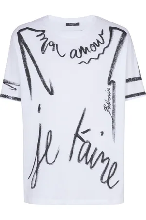 Balmain Top, Herre, Hvid, XL, Bomuld, T-shirt med 