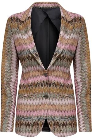 Missoni Jakke, Dame, Flerfarvet, L, Multifarvet Chevron Strikjakke