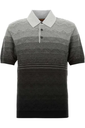 Missoni Top, Herre, Grå, 2XL, Bomuld, Broderet Bomuld Polo Skjorte