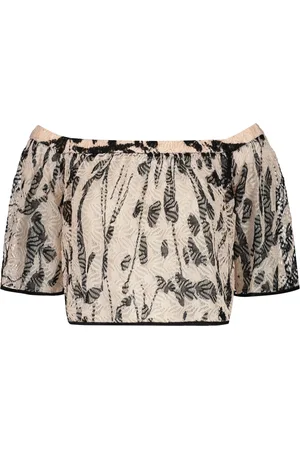 M Missoni Bluser & Skjorter, Dame, Flerfarvet, M, Uld, Off-Shoulder Top i Åben Strik