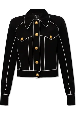 Balmain Jakke, Dame, Sort, S, Bomuld, Jakke med Logo