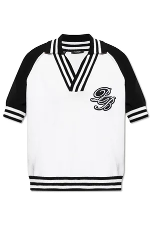 Balmain Top, Herre, Hvid, 2XL, Polo shirt med logo