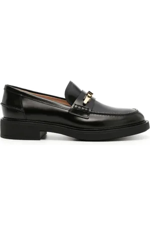 Gianvito Rossi Sko, Dame, Sort, 40 EU, Læder, Sorte Læder Loafers med Spænde Detalje