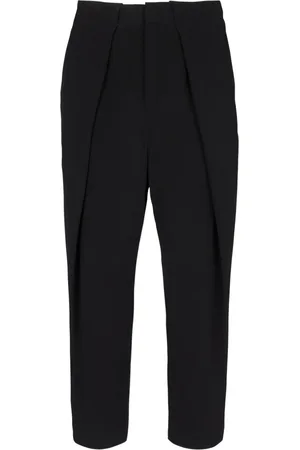 Balmain Bukser, Herre, Sort, S, Uld, Uldbukser med plisseret kant