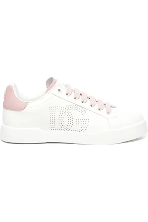 Dolce & Gabbana Sko, Dame, Hvid, 37 EU, Logo Hæl Sneakers Hvid Pink