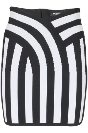 Balmain Nederdel, Dame, Sort, XS, Kortstribet striknederdel
