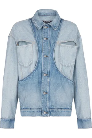 Balmain Jakke, Herre, Blå, M, Denim, Omvendt skåret denim jakke
