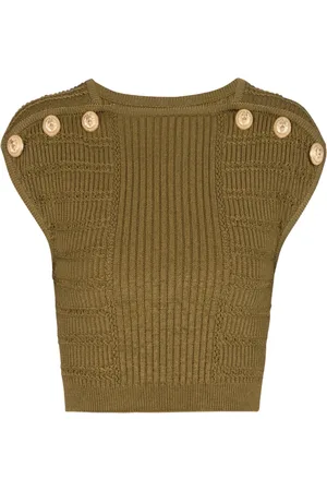 Balmain Top, Dame, Grøn, S, Uld, Strikket Crop Top
