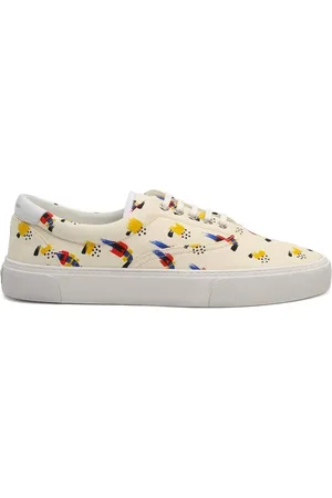 Saint Laurent Sko, Herre, , 41 EU, Læder, Hvide Lærred Sneakers Aw23