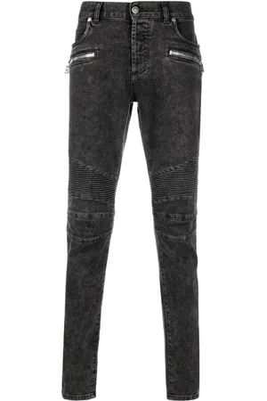 Balmain Jeans, Herre, Sort, W31, Bomuld, Blegede Skinny Jeans i Sort