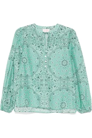 MC2 SAINT BARTH Bluser & Skjorter, Dame, Flerfarvet, M, Bomuld, Aqua Green Stilfuld Bomuld-Silke Skjorte