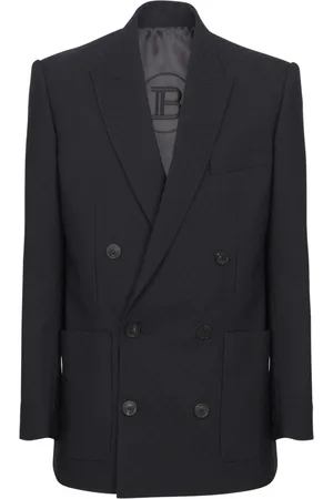 Balmain Jakke, Herre, Sort, XL, Uld, Monogram Jacquard Blazer