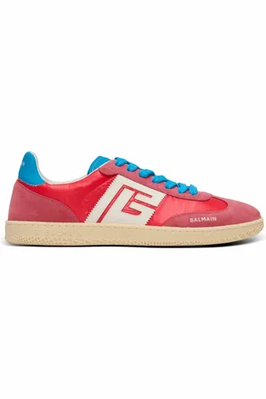 Balmain Sko, Herre, Flerfarvet, 46 EU, Nylon, Svane ruskind og nylon sneakers