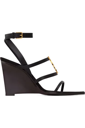 Saint Laurent Sko, Dame, Sort, 35 1/2 EU, Uld, Stilfulde Sommer Sandaler til Kvinder