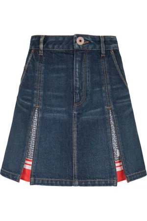 Balmain Nederdel, Dame, Blå, L, Denim, Plisseret denimnederdel