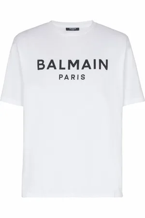Balmain Top, Herre, Hvid, L, Bomuld, T-shirt med Paris print