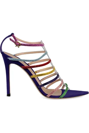 Gianvito Rossi Sko, Dame, Flerfarvet, 39 EU, Læder, Rhinestone Ankelrem Hælede Sandaler