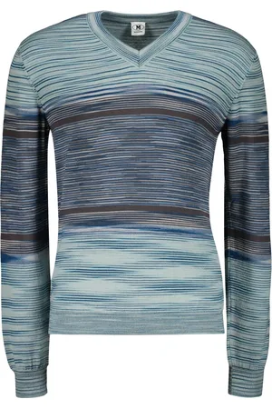 M Missoni Strik, Herre, Flerfarvet, L, Uld, Uld V-hals Sweater Jacquard Motif