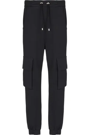Balmain Bukser, Herre, Sort, L, Bomuld, Cargo joggers med Paris print