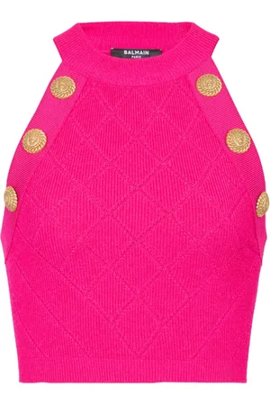 Balmain Top, Dame, Lyserød, M, Uld, 6-knap strikket tanktop