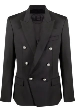 Balmain Jakke, Herre, Sort, XL, Uld, Sort Uld Blazer