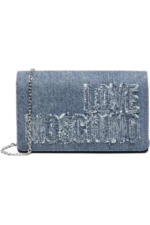 Moschino Taske, Dame, Blå, ONE SIZE, Denim, Denim Taske med Frynsede Kanter