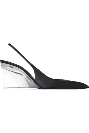 Saint Laurent Sko, Dame, Sort, 38 1/2 EU, Elegant Slingback Pumps
