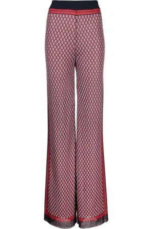 Balmain Bukser, Dame, Flerfarvet, XL, Uld, Blå Monogram Check Strik Sweatpants