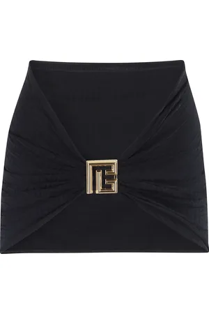 Balmain Badetøj, Dame, Sort, S/M, Sort Monogram Asymmetrisk Pareo