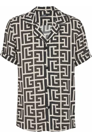 Balmain Skjorte, Herre, Sort, XL, Pyjama skjorte med monogramtryk
