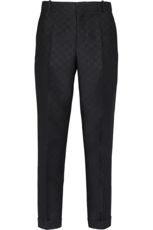 Balmain Bukser, Herre, Sort, L, Uld, Straight-leg mini monogrammed bukser