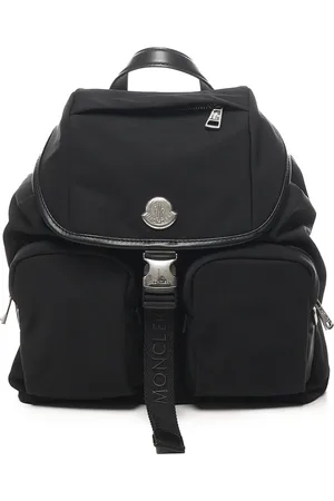 Moncler Taske, Dame, Sort, ONE SIZE, Læder, Sort Nylon Rygsæk med Læderdetaljer