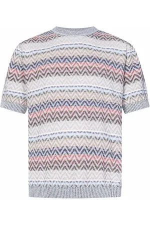 Missoni Top, Herre, Flerfarvet, XL, Bomuld, Stribet og Zig Zag Mønster T-shirts og Polos