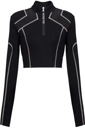Balmain Top, Dame, Sort, S, Bomuld, Jersey crop top