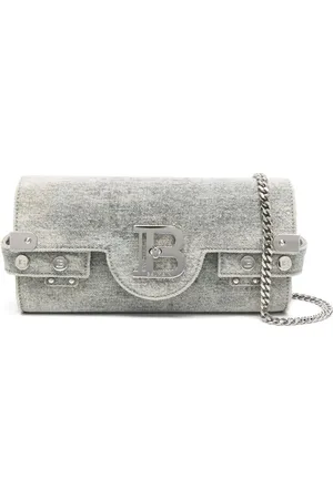 Balmain Taske, Dame, Grå, ONE SIZE, Uld, Denim Skuldertaske