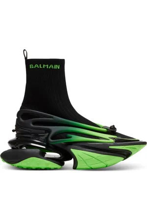 Balmain Sko, Herre, Grøn, 43 EU, Læder, Enhjørning højtop trænere i mesh og læder