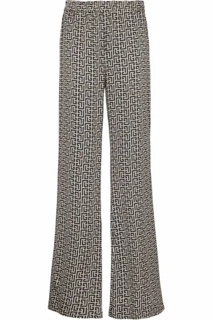 Balmain Bukser, Herre, Sort, S, Monogrammed flowende bukser