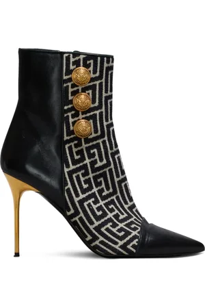Balmain Sko, Dame, Sort, 37 EU, Læder, Jacquard monogram og læder Roni ankelstøvler