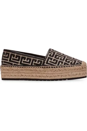 Balmain Sko, Dame, Sort, 41 EU, Bomuld, Alex lærred espadril med PB Labyrinth monogram