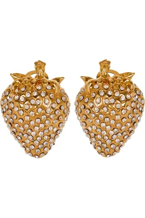 Balmain Tilbehør, Dame, Gul, ONE SIZE, Uld, Strawberry Rhinestone Øreringe
