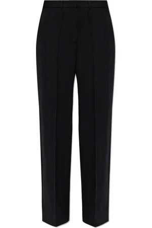 Balmain Bukser, Dame, Sort, M, Uld, Uldede bukser med folder