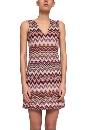 Missoni Kjole, Dame, Flerfarvet, XS, Rød ærmeløs kjole