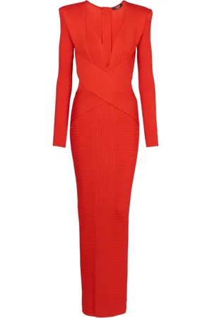 Balmain Kjole, Dame, Rød, XS, Uld, Bodycon Kjole