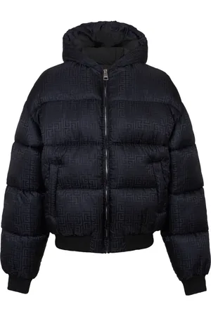Balmain Jakke, Herre, Sort, XL, Nylon, PB Labyrinth jacquard nylon puffer jakke